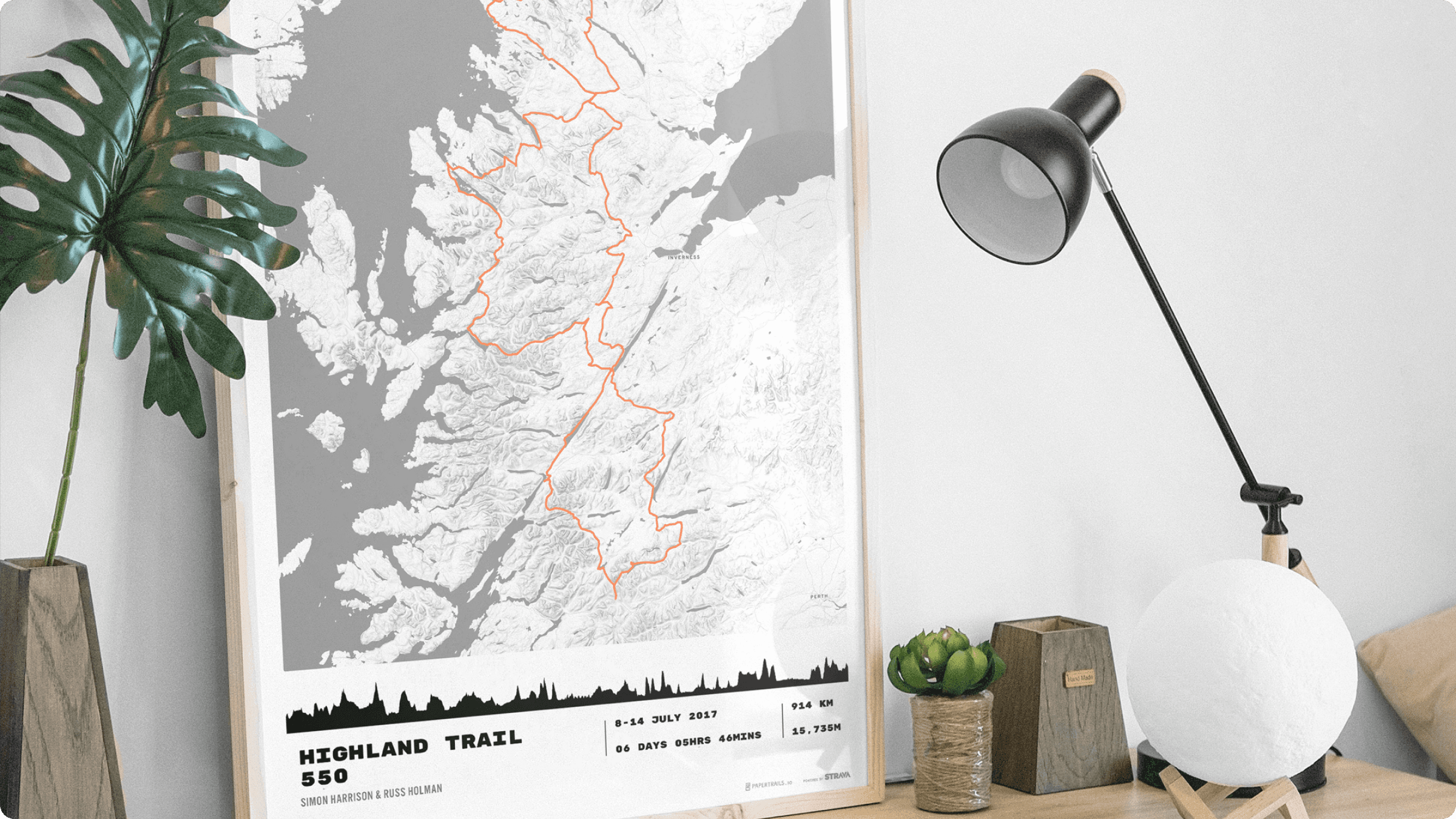 Example map print on desk